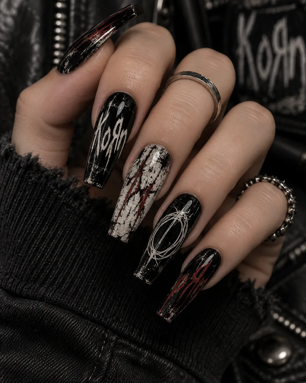 Nu-metal inspired custom press-on nail concept